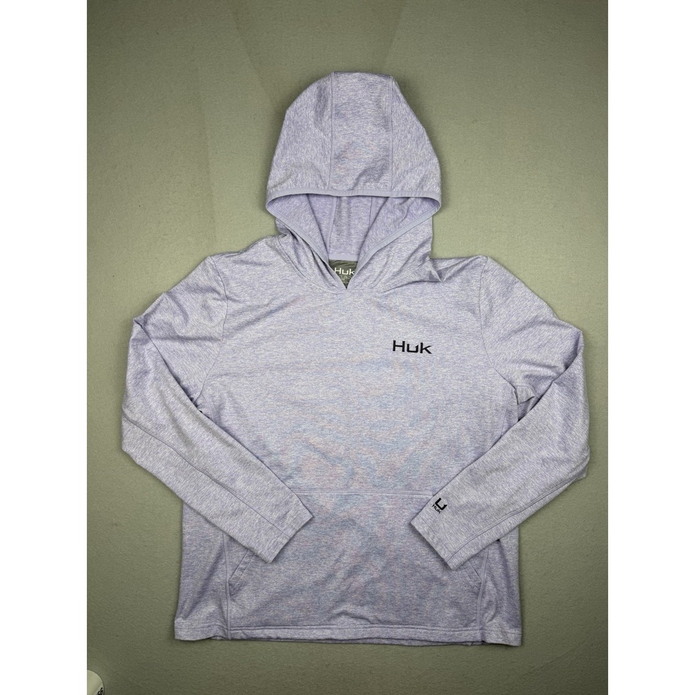 Huk Fishing Women's Hoodie Long Sleeve Size XL Heathered Light Purple
